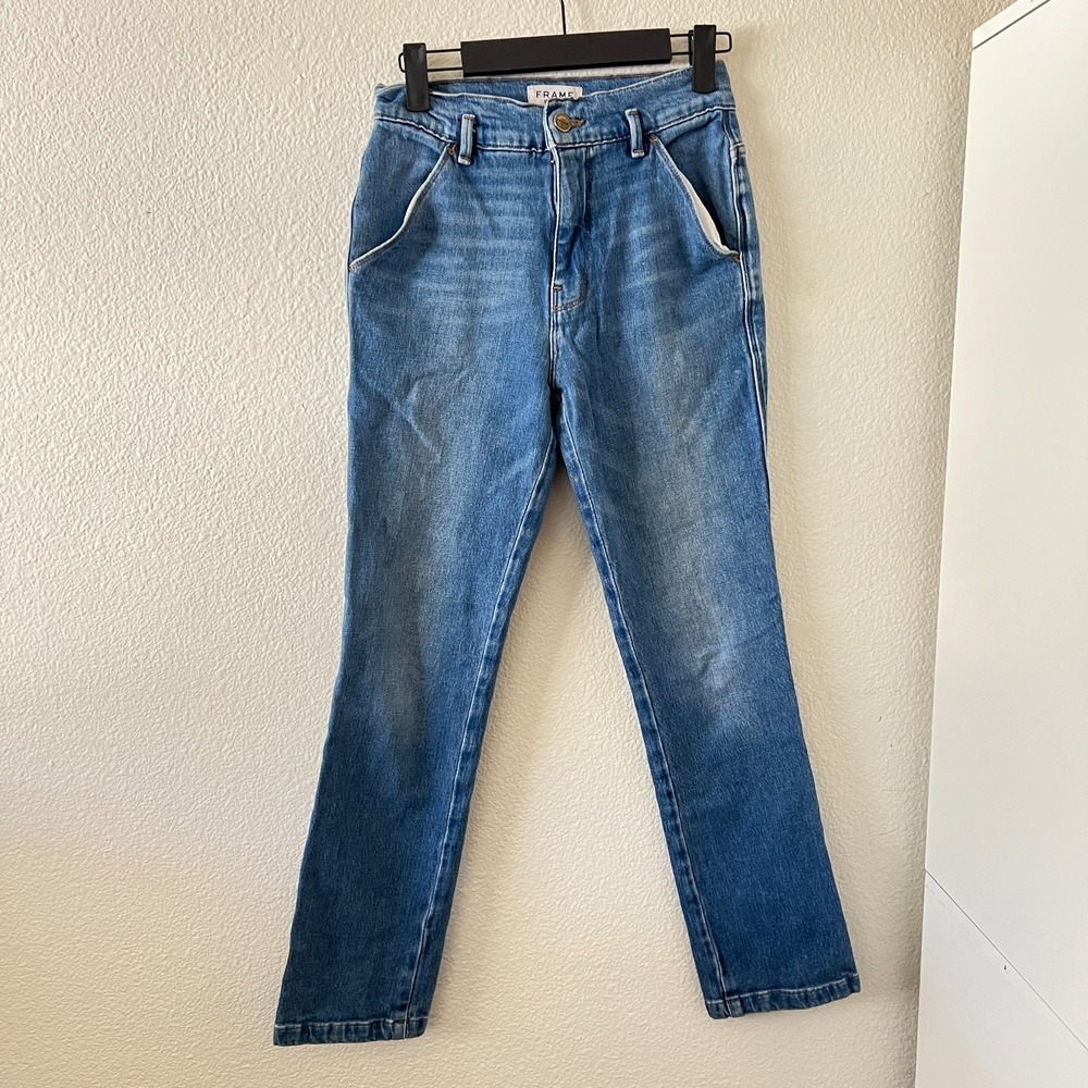 Frame Womens Le Slender Straight Leg Cropped Jeans Sz 26 Thistle Preppy Minimal - Picture 1 of 11